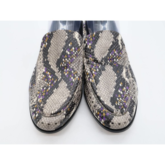 Vince Camuto Loafers Womens 8.5 Jendeya Gray Snake Print Leather Apron Toe Shoes - Picture 6 of 11